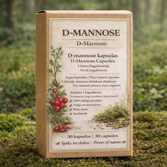 URĪNCEĻU DABISKAM ATBALSTAM D-MANNOSE 30 KAPSULAS